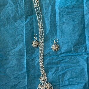 Elegant Silver Pendant and Earring Set